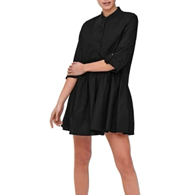 Abbildung von ONLY Damen Blusen Kleid ONLDitte Life 3/4 Arm Tunika mit Knopfleiste 15198076 Black 36