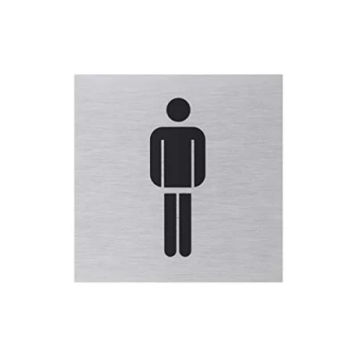 Abbildung von Metafranc Klebeschild Symbol: Herren 80 x mm Aus Aluminium In moderner Edelstahl Optik Selbstklebende Rückseite / Beschilderung Infoschild Gewerbekennzeichnung 507160
