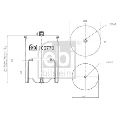 Abbildung von FEBI BILSTEIN 106770 Federbalg, Luftfederung Hinterachse MERCEDES BENZ: ACTROS MP4 / MP5
