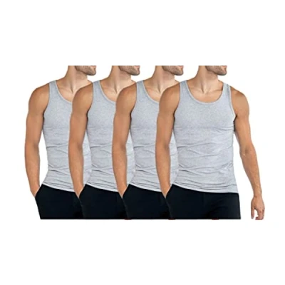 Abbildung von 4er Pack Herren Classic Unterhemden Männer Baumwolle Achselhemd Tank Top (as3, Alpha, 3X_l, Regular, grau)