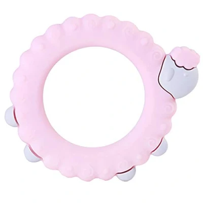 Abbildung von PREMYO Beißring für Babys Kühlend Zahnungshilfe aus Silikon BPA Frei Weich Lindert Schmerzen beim Zahnen Schaf Rosa