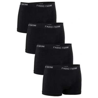 Abbildung von Fabio Farini 4ER PACK Retro Boxershort Trunks OHNE Seitliche NAHT Hipster Boxershorts, Herren, Größe: Large, Black