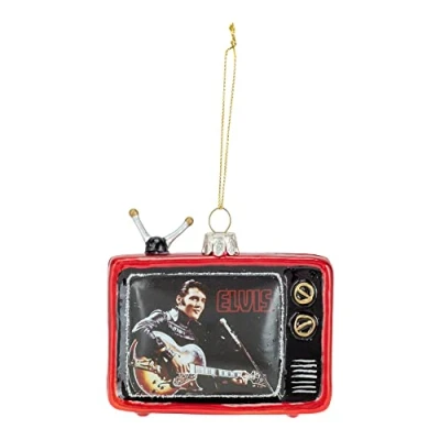 Abbildung von 8,9 cm Elvis Presley® TV Ornament aus Glas