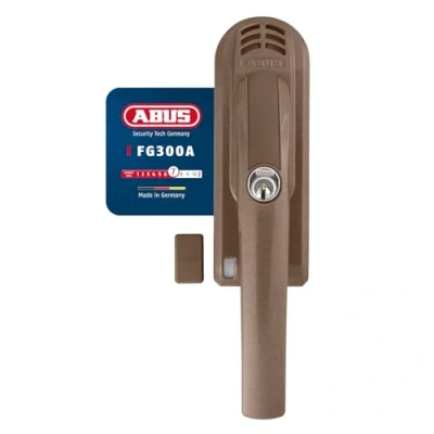 Abbildung von ABUS Abschließbarer Fenstergriff FG300A AL0145 Fensterknauf mit Druckzylinder und Alarmfunktion, gleichschließend Sicherheitslevel 7 71896 Braun