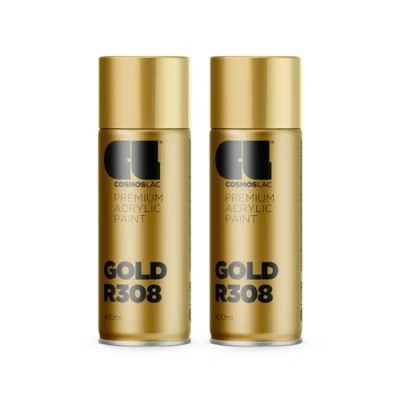 Abbildung von COSMOS LAC Sprühlack Sprühdose 400ml Sprühfarbe für den DIY Bereich, geeignet alle Oberflächen Lackspray 2, Gold