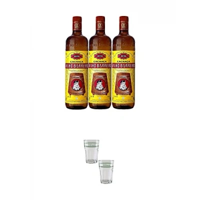 Abbildung von Velho Barreiro Silver Cachaca Originalabfüllung 3 x 1,0 Liter + Caipirinha Glas 2 Stück