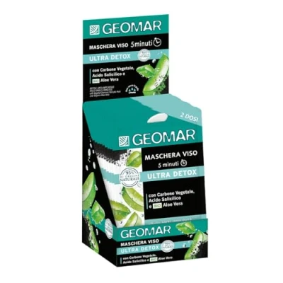 Abbildung von GEOMAR Ultra Detox Gesichtsmaske, Entgiftungs und Anti Unreinheiten Effekt, 5 Minuten, 95% Natürlichen Ursprungs, Dermatologisch Getestet, Made in Italy, 24 Packungen x 2 (je 7,5 ml)