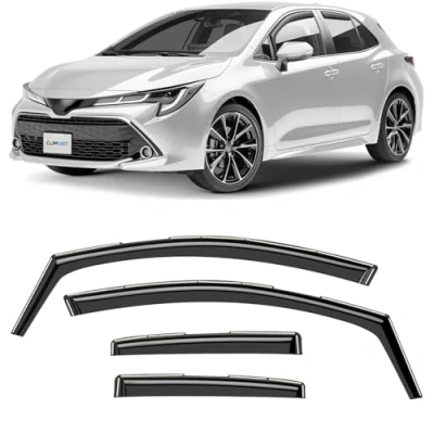 Abbildung von CLIM ART Windabweiser für/kompatible mit Toyota Corolla Schrägheck 2020 2024, Autofenster Regenschutz, Regenabweiser, Integrierte Deflektoren, 4 Stück