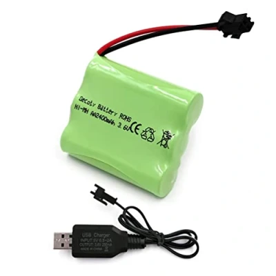 Abbildung von Gecoty® 3,6V Akkupack, NI MH AA Akku, 2400mAh wiederaufladbarer Batterie, mit USB Ladekabel und SM 2P Stecker für Ferngesteuertes Spielzeug, Elektrowerkzeuge, Haushaltsgeräte