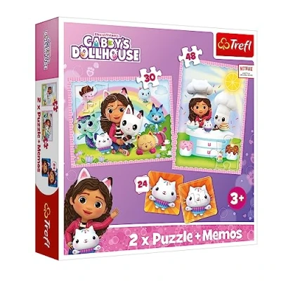 Abbildung von Trefl Puzzle 2in1 memos Gabi mit ihrer katzenartigen Freundin Gabbys Dollhouse