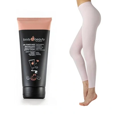 Abbildung von CALZITALY Figurformendes Pyjama Anticellulite Straffende Behandlung Stark Wärmender Effekt (XXL, Pack Gel+Rosa Pyjama)