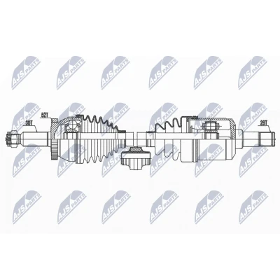 Abbildung von NTY NPW HY 597 Antriebswelle Vorderachse links 672 Automatikgetriebe HYUNDAI: SANTA FE 2, KIA: SORENTO 2