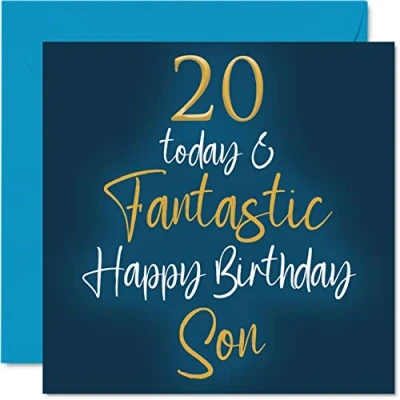 Abbildung von Fantastische Geburtstagskarte zum 20. Geburtstag für den Sohn 20 Today Fantastic Karte von Mama oder Papa Geburtstagsgeschenke 145 mm Geburtstagsgrußkarten Geschenk