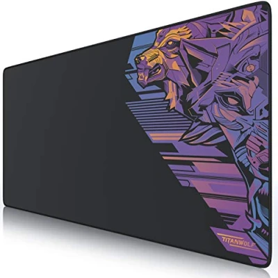 Abbildung von Titanwolf XXL Mauspad Gaming 900 x 400mm, Mousepad groß mit Motiv, Tischunterlage Large Size, verbessert Präzision und Geschwindigkeit, auch für Roccat Razer Logitech Maus Tastatur