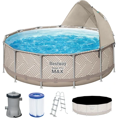 Abbildung von Bestway Framepool &quot;Steel Pro MAX™&quot;, (Set), ØxH: 396x107 cm, Op Art Design, mit Filterpumpe