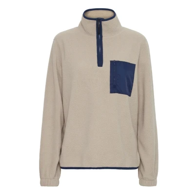 Abbildung von Oxmo Oxpiala Fleecepullover, Damen, Größe: Large, Doeskin