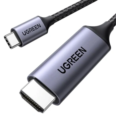 Abbildung von UGREEN USB C auf HDMI Kabel 4K 60Hz 2m Thunderbolt 3/USB 3.1 UHD Geflochten Aluminium kompatibel mit iPhone 16 15 MacBook Pro 2021 iPad Pro/Air, Galaxy S23 Ultra usw.（3M）