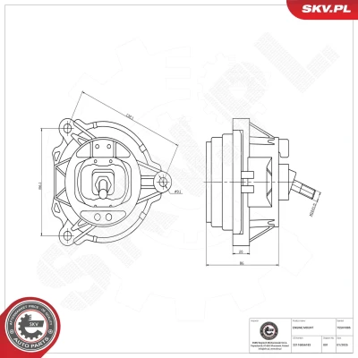 Abbildung von ESEN SKV 75SKV086 Motorlager links Hydrolager Gummi, Kunststoff 226mm 86mm BMW: 3 Touring, X3, Limousine