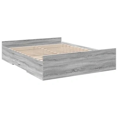Abbildung von vidaXL Bettgestell, Bett mit Schubladen für Schlafzimmer, Bettrahmen Lattenrost, Schlafzimmerbett Doppelbett, Grau Sonoma 140x200cm Holzwerkstoff