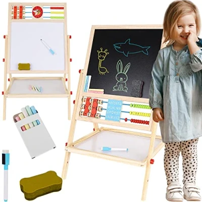 Abbildung von KRUZZEL Standtafel Faltbare Kindertafel Doppelseitig Kreidetafel