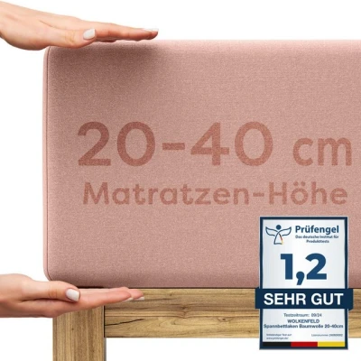 Abbildung von Wolkenfeld Spannbettlaken Boxspringbett Bettlaken Spannbetttuch für Matratzen bis 40cm, Baumwolle, Gummizug: Starker &amp; Flexibler Super Stretch Gummizug maximalen Halt, Elastisch Rutschfest: 90x200, 140x200, 160x200, 180x200 Übergrößen