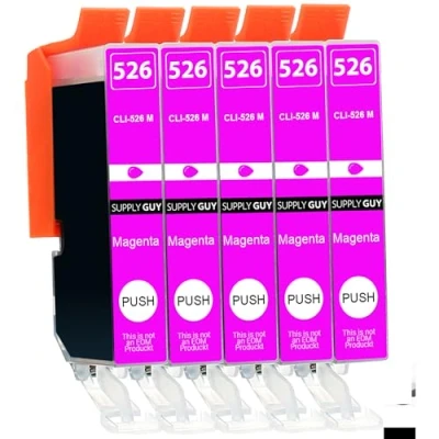 Abbildung von Supply Guy 5 Druckerpatronen mit Chip kompatibel Canon CLI 526 Magenta für IP4850 IP4950 IX6550 MG5150 MG5250 MG5340 MG5350 MG6150 MG6250 MG8150 MG8240 MG8250 MX715 MX885 MX895