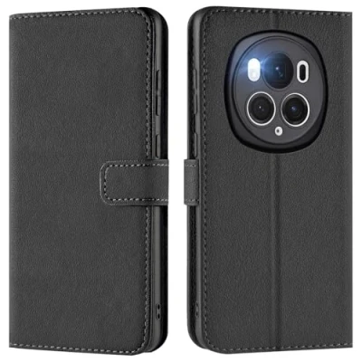 Abbildung von Verco Handyhülle für Honor Magic 6 Pro Hülle, Bookcase Tasche Flipcover Magic6 Case [Kartenfächer/Aufstellfunktion], Schwarz