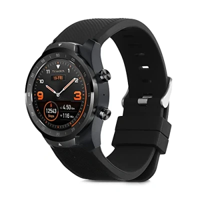 Abbildung von kwmobile Ersatzarmband kompatibel mit Ticwatch Pro Smartwatch Armband Fitnesstracker Band aus Silikon in Schwarz