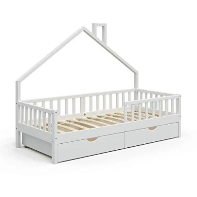Abbildung von VitaliSpa® Hausbett Noemi, Weiß, 90x200 cm mit 2 Schubladen