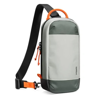 Abbildung von tomtoc Sling Bag Umhängetasche für Nintendo Switch 2 Konsole 2025, Rundumschutz Crossbody Schultertasche mit 8 Spielkartenhaltern Reise &amp; Alltag, Tragetasche Ladegerät und Zubehör, Grau