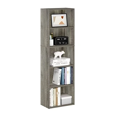 Abbildung von Furinno Luder 5 stufiges, wendbares, farbiges Bücherregal mit offenem Regal, Französische Eiche