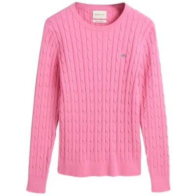 Abbildung von GANT Stretch Cable C NECK Strickpullover, Damen, Größe: XXL, Candy pink