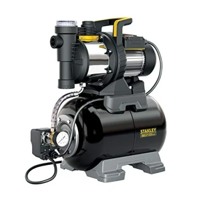 Abbildung von Stanley Selbstansaugende Pumpe SXGP1300XFBE mit Behälter für Klarwasser (1.300 W,max. Förderleistung 4.200 l/h, max. Förderhöhe 50 m)