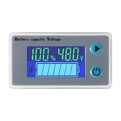 Abbildung von Batteriekapazitätsmonitor 10 100 V Messgerät Voltmeter mit Temperaturanzeige Digitales Universal Batteriekapazitätstester Schaltermessgerät 12 24 36 48 LCD Display Batterieanzeige