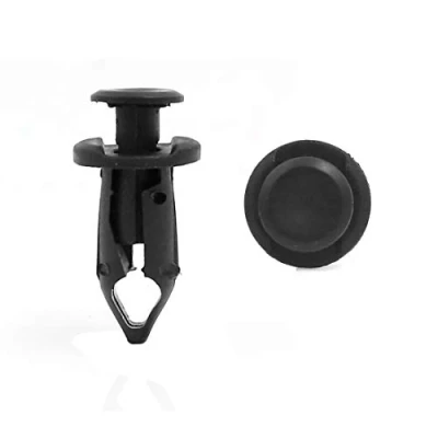 Abbildung von sourcing map 100stk Schwarz Kunststoff Niet Stoß Pin Typ Trim Befestiger Clips 9mm für Auto de