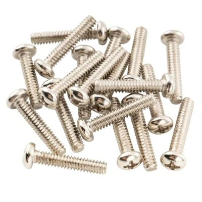 Abbildung von Musiclily Basic 3,5x20mm Metall Metrisches Gewinde Strat Style Single Coil Tonabnehmer Befestigungs Schrauben für Stratocaster ST E Gitarre, Nickel (20er Set)