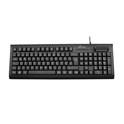 Abbildung von MediaRange kabelgebundene Tastatur mit Chip Karten Terminal, deutsches QWERTZ Layout, PC Plug&amp;Play USB 2.0 Anschluss, spritzwassergeschützt &amp; höhenverstellbar, Farbe schwarz