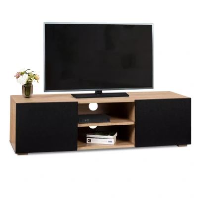 Abbildung von IDMarket TV Bank, 113 cm, ELI, Holzoptik, Buche, schwarze Türen