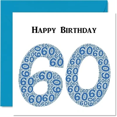 Abbildung von lustige Geburtstagskarte zum 60. Geburtstag für Männer Shapecloud Happy Birthday Karte Vater, Mutter, Großvater, Nanny, Oma, Onkel, Tante, Cousin, 145 mm x Grußkarten,