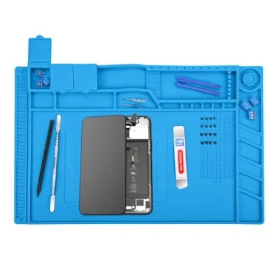 Abbildung von MMOBIEL Reparatur und Lötmatte Silikon 45 x 30 cm Silikonmatte Hitzebeständig bis 500C Werkbankmatte für Lötarbeiten, Handy , Computer Elektronikreparaturen Blau