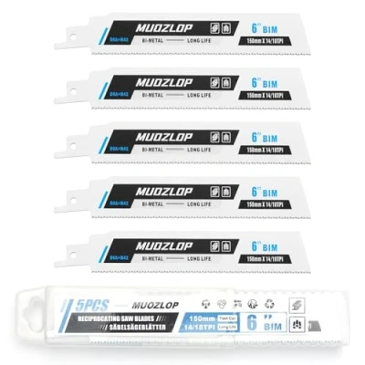 Abbildung von MUOZLOP 5 Pack 6 inch Säbelsägeblätter Set，14/18 TPI Sägeblätter für Säbelsäge，für Holz/Metall (5, 14/18TPI 150mm)