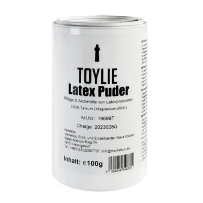 Abbildung von Toylie Latexpuder 100g Latexpuder, 100% Talkum, ohne Zusatzstoffe, Anziehhilfe für Latexkleidung