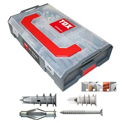 Abbildung von TOX L BOXX Mini Indoor Dübelsortiment, 120 tlg., anpassbar, stapelbar, mit Spiral, Spiral Plus und Acrobat in unterschiedlichen Größen für Befestigungen Gipskarton &amp; Gipsfaserplatten, 094901401