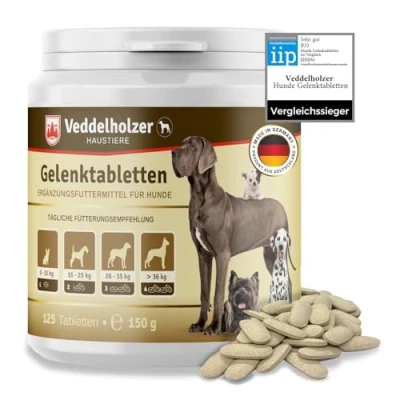 Abbildung von Veddelholzer Garten Tierpräparate Hunde Gelenktabletten mit Grünlippmuschel MSM &amp; Teufelskralle, Glucosamin Kollagen 125 Kapseln Leckerlis