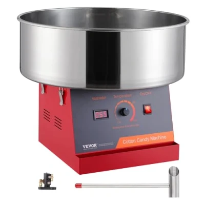 Abbildung von VEVOR Elektrische Zuckerwattemaschine, 1000 W Zuckerwattegeräte, Kommerzielle Zuckerwattemaschine mit Edelstahlschüssel &amp; Zuckerlöffel, Perfekt für Kindergeburtstage zu Hause, Familienfeiern (Rot)