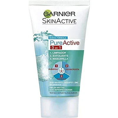 Abbildung von Garnier Skin Active Pure 3 en 1 Limpiador, exfoliante y mascarilla 150 ml