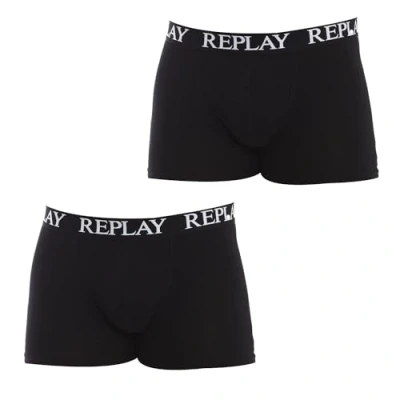 Abbildung von REPLAY Herren Boxershorts, mit Logo (2 Stück) Boxer, Schwarz/Türkis, L