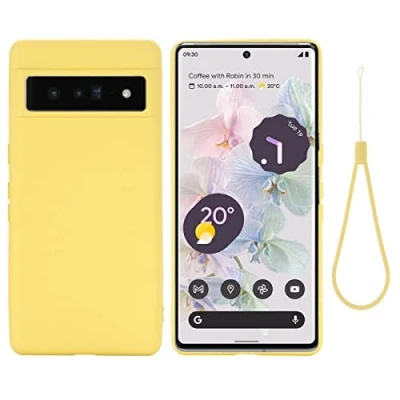 Abbildung von CoverKingz Case kompatibel mit Google Pixel 7 Pro Silikon Handy Hülle Soft Weiche Smartphone Schutzhülle Matt Gelb