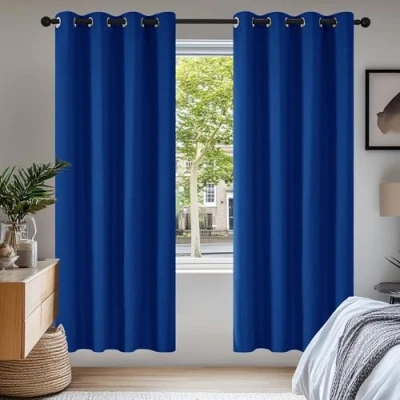 Abbildung von Deconovo Verdunkelungsvorhang Kälteschutz Gardinen Schlafzimmer Vorhang Blickdicht, 200x140 cm(HöhexBreite), Königsblau, 2er Set