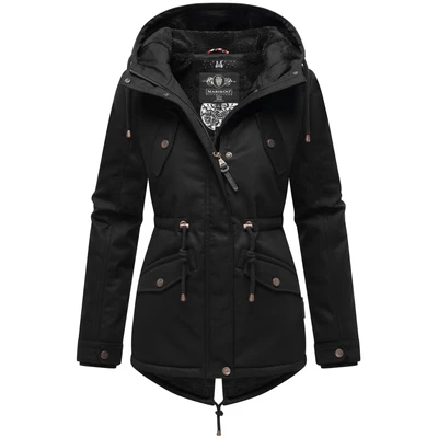 Abbildung von Marikoo Manolya Wintermantel, Damen, Größe: 4XL, black with fur